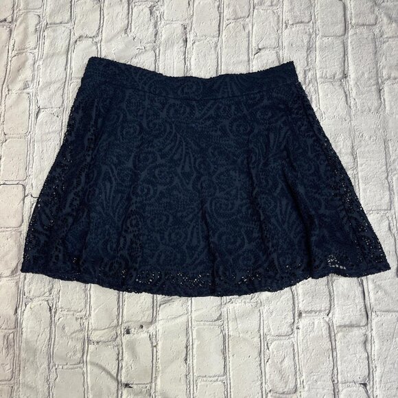 Aeropostale Dresses & Skirts - Aeropostale Navy Blue Lace Mini Skirt L | Elastic Waist Preppy Coquette